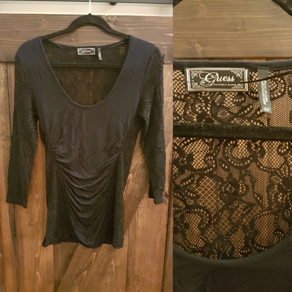 Guess black laced backed top